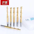 HUHAO 5pc/lot 3.175mm Titanium Coating 2 Flute Spiral router bit for wood CNC tool End Mill Tungsten