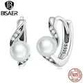 BISAER – boucles d'oreilles en argent Sterling 925 pour femmes anneau classique brillant en Zircon