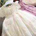 Robe d'été brodée à fleurs pour filles vêtements à manches courtes costume de première communion