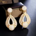 Pera-Boucles d'Oreilles en Forme de Goutte d'Eau en Or Jaune Bijoux de Haute Qualité Blanc