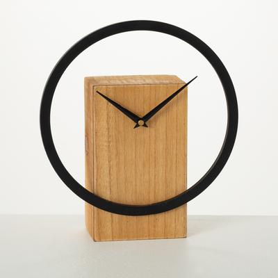 11" Ultra-Modern Ring Clock, Brown - 10"L x 3.5"W x 11"H