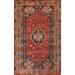 Geometric Shiraz Persian Antique Area Rug Handmade Red Wool Carpet - 4'11" x 7'8"