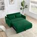 Velvet Loveseat Sofa Modern Convertible Sofa Bed with Adjustable Backrest Pull out Bed and 2 Detachable Arm Pockets & 2 Pillows