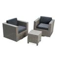 GDF Studio Venice Outdoor Wicker 3 Piece Swivel Chat Set with Water Resistant Fabric Cushionsm Mixed Black and Dark Gray
