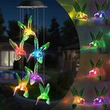 Solar Wind Chimes Outdoor Color Changing Hummingbird Wind Chimes LED Decorative Mobile Birthday Gifts for Her Waterproof Wind Chimes Lights for Garden Patio Porch Window
