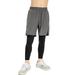 Xmarks Boy s 2 in 1 Sport Pants Shorts with Pockets Basketball Training Short Compression Tights for Teen Kid Gray 6-7Y