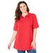 Plus Size Women's Short Sleeve Polo by Catherines in Classic Red (Size 1X)