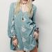 Free People Dresses | Free People Emma Austin Mini Dress Small In Sage Green/Ivory Floral Embroidered. | Color: Cream/Green | Size: S