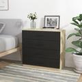 URBNLIVING 4 Or 5 Drawer Wooden Bedroom Chest Cabinet (4 Drawers, Oak Carcass + Black Drawers)