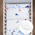 Baby Comfort 4 Piece Toddler Kids Cot Bed Set 135x100 cm Duvet Pillow Duvet Cover Pillowcase (Ocean Blue)