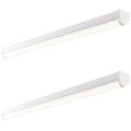 2 Pack 5ft High Lumen Emergency Batten Light Fitting - 65.5W Cool White LED Module - Gloss White Steel & Opal Polycarbonate - 3 Hour Emergency Maintained Fitting - BESA Installation