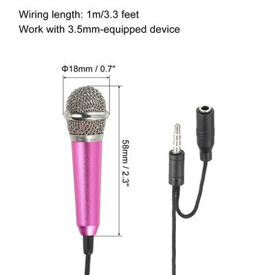 Mini Microphone Portable Vocal Microphone Rose Red with Mic Stand, Cover 1Pcs - Rose Red