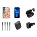 Accessories Bundle Pack for iPhone 14 Plus Case - Heavy Duty Case (Beautiful Wild Flower) Screen Protectors Earbuds 48W Car Charger UL PD Wall Charger USB Cables
