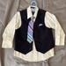 Ralph Lauren Shirts & Tops | Boys Size 3 One-Piece Vest Button-Up Dress Up Shirt, Tie. Navy Pinstripe. | Color: Blue | Size: 3tb
