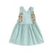 hirigin Toddler Baby Easter Overall Dress Cute Sleeveless Square Neck Bunny Suspender Dress