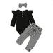 Baby Girl Ruffle Set Receiving Baby Blanket Girl Set Baby Kids Girls Ribbed Long-sleeved Romper Tops Striped Pants With Headband Clothes Outfits Sets Boy Christmas Outfit 2t