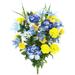 Admired by Nature 40 Stems Artificial Full Blooming Lily Rose Bud Carnation & Mum with Greenery Mixed Flower Bush - Blue & Yellow