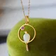 SNew-Collier en argent incrusté de calcédoine blanche naturelle Hetian pour femme pendentif à