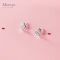 Modian-Boucles d'oreilles en argent regardé 925 avec mini coeurs d'amour pour femmes épingle