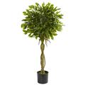 Nearly Natural 4 ft. Ficus Artificial Topiary Tree UV Resistant (Indoor/Outdoor)