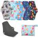 6Pcs Reusable Menstrual Pads Overnight Washable Reusable Sanitary Pads with Wings Panty Liners with Wet Bag Bamboo Charcoal Cloth Waterproof Period Pads for Women