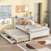 Full Bed Modern Bedroom Wood Kids' Beds with Bookcase & Trundle Bed and Drawers