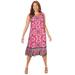 Plus Size Women's Fun & Flouncy Shift Dress by Catherines in Pink Burst Scroll (Size 3X)