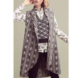 Anthropologie Jackets & Coats | Anthropologie Moth Draped Jacquard Wool Blend Duster Sz Xs /S | Color: Black/Gray | Size: Xs