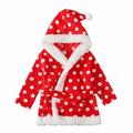 QIPOPIQ Girls Clothes Clearance Toddler Baby Boys Girls Autumn Winter Dot Belt Christmas Style Plush Hooded Nightgown Bathrobe