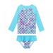 ESHOO Toddler Girls Rashguard Swimsuit Set Little Girl Long Sleeve Floral Ruffled Bathing Suits Swimwear 2 Pieces 3-9T