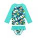 ESHOO Toddler Girls Rashguard Swimsuit Set Little Girl Long Sleeve Floral Ruffled Bathing Suits Swimwear 2 Pieces 3-9T