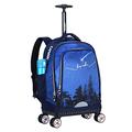 UNIKER Rolling Backpack with Spinner Wheels for Travel,Roller Bookbag for Men,Trolley School Bag,Cabin Approved Travel Backpack with Wheel, Wheeled Rucksack Suitcase with 4Wheels, Blue