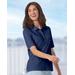 Appleseeds Women's Essential Cotton Elbow-Sleeve Polo - Blue - S - Misses