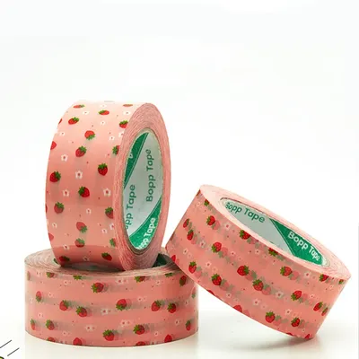 Ruban d'emballage à motif fraise rose 4.5cm x 100M ruban de scellage pour boîtes Express
