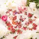 Autocollant pour journal intime 50 pièces fleurs papillons plantes roses colorées matériaux