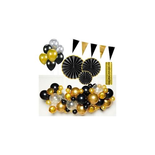 Partydeko in gold schwarz Partyset Geburtstag Deko Hochzeit Jubiläum