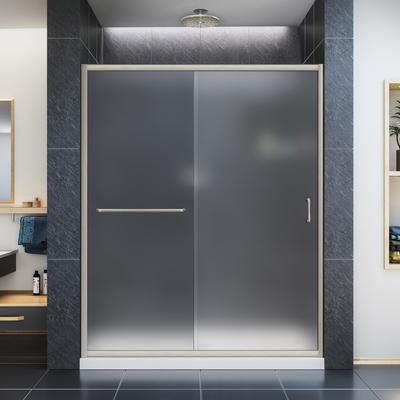 Dreamline Infinity-Z 36 Inch D x 60 Inch W x 74-3/4 Inch H Frosted Sliding Shower Door with Center Drain Shower Base DL-6973C-04FR