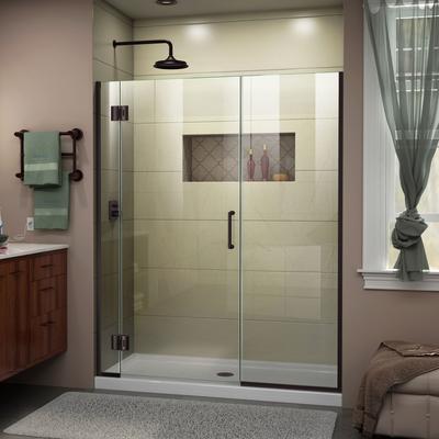 Dreamline Unidoor-X 55 1/2-56 in. W x 72 in. H Frameless Hinged Shower Door in Oil Rubbed Bronze D12722572-06