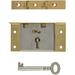 UNIQANTIQ HARDWARE SUPPLY Extra Large Brass Half Mortise Chest or Box Lid Lock w/ Skeleton Key Metal in White | 1.5 H x 3 W x 0.44 D in | Wayfair