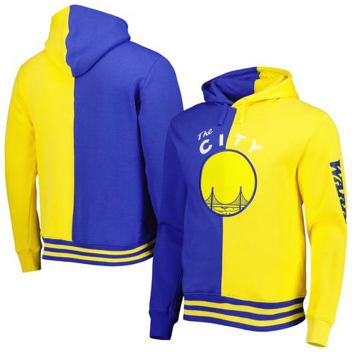 Mitchell & Ness Herren Royal/Gold Golden State Warriors Hardwood Classics Split Pullover Hoodie