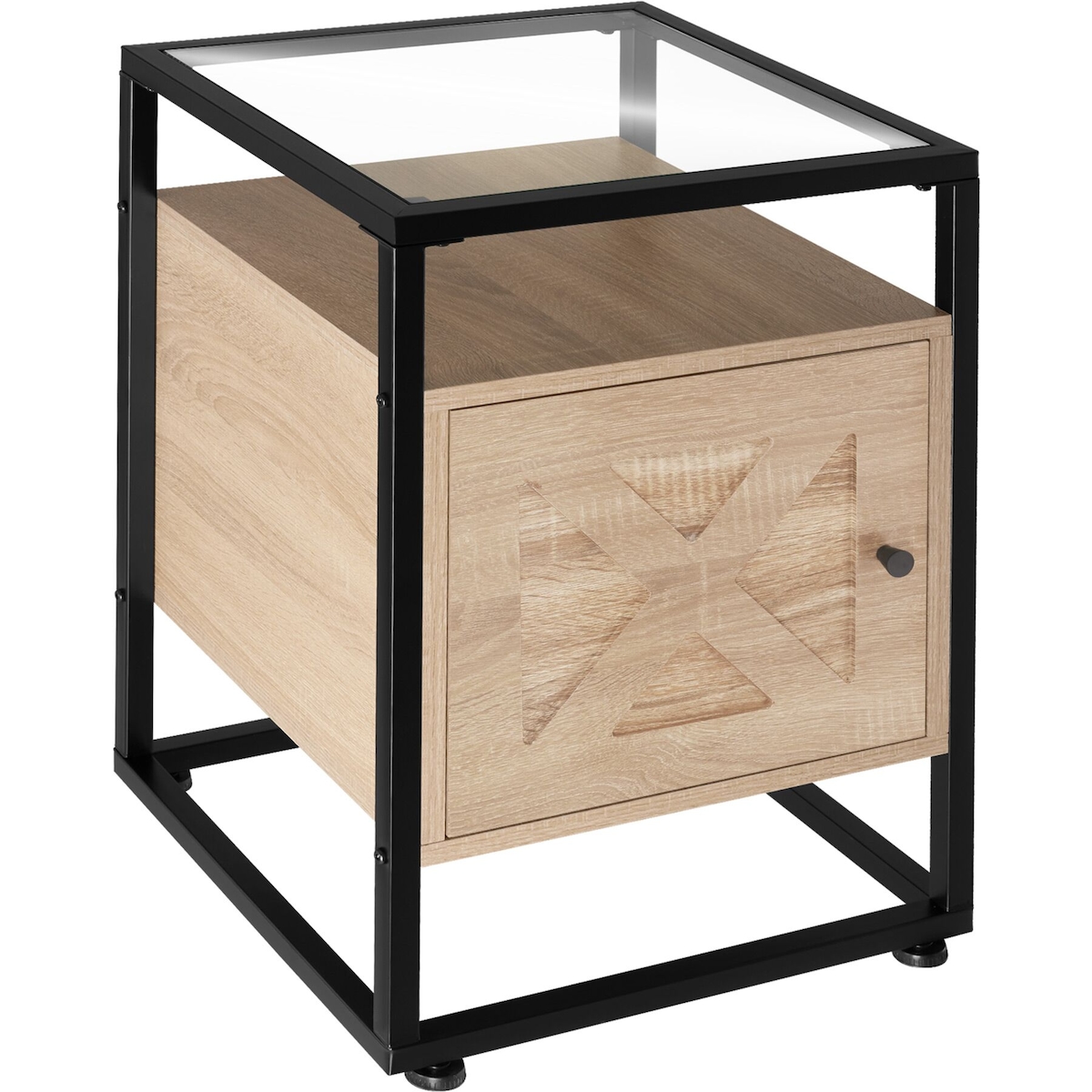 tectake Nachttisch Kidderminster 40x43x60,5cm Industrial Holz Hell, Eiche Sonoma Image
