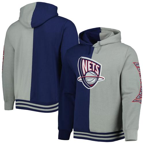 Mitchell & Ness Herren-Kapuzenpullover „Hardwood Classics“ der New Jersey Nets, Marineblau/Grau