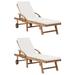 Latitude Run® 1/2x Solid Wood Teak Sun Lounger w/ Cushion Garden Seat Multi Colors Wood/Solid Wood in Brown/White | Outdoor Furniture | Wayfair