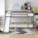 Gray Twin over Twin Bunk Bed Low Loft Bed with Convertible Slide and Ladder, 79.3''L*84.4''W*46.5''H, 92.5LBS