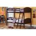 Contemporary and Casual Pinewood Bunk Bed (Twin/Twin) with RF Front Ladder, Easy Access Guard-Rail and Curved Panel HB/FB