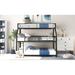 Black Metal Triple Bunk Bed with Long and Short Ladder and Full-Length Guardrails (Twin XL/Full XL/Queen)