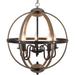 Farmhouse indoor globe chandelier vintage pendant light for kitchen island 6 light hanging fixture with black and wood finish