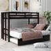 Espresso Twin over Pull-out Bed Wood Bunk Bed with Trundle, 79.5''L*76.9''W*59.8''H, 167.5LBS