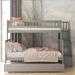 Gray Twin over Full Wood Bunk Bed with Trundle and Storage Staircase, 90.8''L*57.8''W*65.3''H, 220LBS