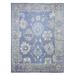 Shahbanu Rugs Steel Blue, Afghan Oushak with Large Motifs Natural Dyes, Natural Wool Hand Knotted, Oriental Rug (9'3" x 11'7")